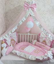 Load image into Gallery viewer, Luxury baby bedding 120*60 personalised by embroidery
