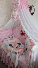 Load image into Gallery viewer, Luxury baby bedding 120*60 personalised by embroidery, 100% cotton and dimple
