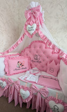 Load image into Gallery viewer, Luxury baby bedding 140*70 personalised by embroidery, 100% cotton and dimple
