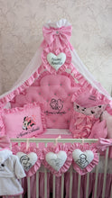 Load image into Gallery viewer, Luxury baby bedding 140*70 personalised by embroidery, 100% cotton and dimple
