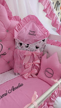 Load image into Gallery viewer, Luxury baby bedding 140*70 personalised by embroidery, 100% cotton and dimple
