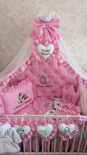 Load image into Gallery viewer, Luxury baby bedding 140*70 personalised by embroidery, 100% cotton and dimple
