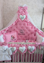 Load image into Gallery viewer, Luxury baby bedding 140*70 personalised by embroidery, 100% cotton and dimple
