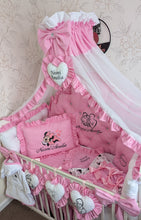 Load image into Gallery viewer, Luxury baby bedding 140*70 personalised by embroidery, 100% cotton and dimple
