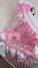 Load image into Gallery viewer, Luxury baby bedding 140*70 personalised by embroidery, 100% cotton and dimple
