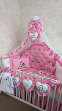 Load image into Gallery viewer, Luxury baby bedding 140*70 personalised by embroidery, 100% cotton and dimple
