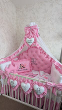 Load image into Gallery viewer, Luxury baby bedding 140*70 personalised by embroidery, 100% cotton and dimple
