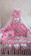 Load image into Gallery viewer, Luxury baby bedding 140*70 personalised by embroidery, 100% cotton and dimple
