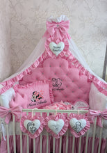 Load image into Gallery viewer, Luxury baby bedding 140*70 personalised by embroidery, 100% cotton and dimple
