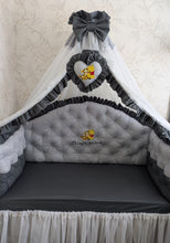 Load image into Gallery viewer, Luxury baby bedding 120*60 personalised by embroidery, 100% cotton and dimple
