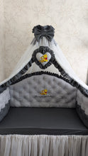 Load image into Gallery viewer, Luxury baby bedding 120*60 personalised by embroidery, 100% cotton and dimple
