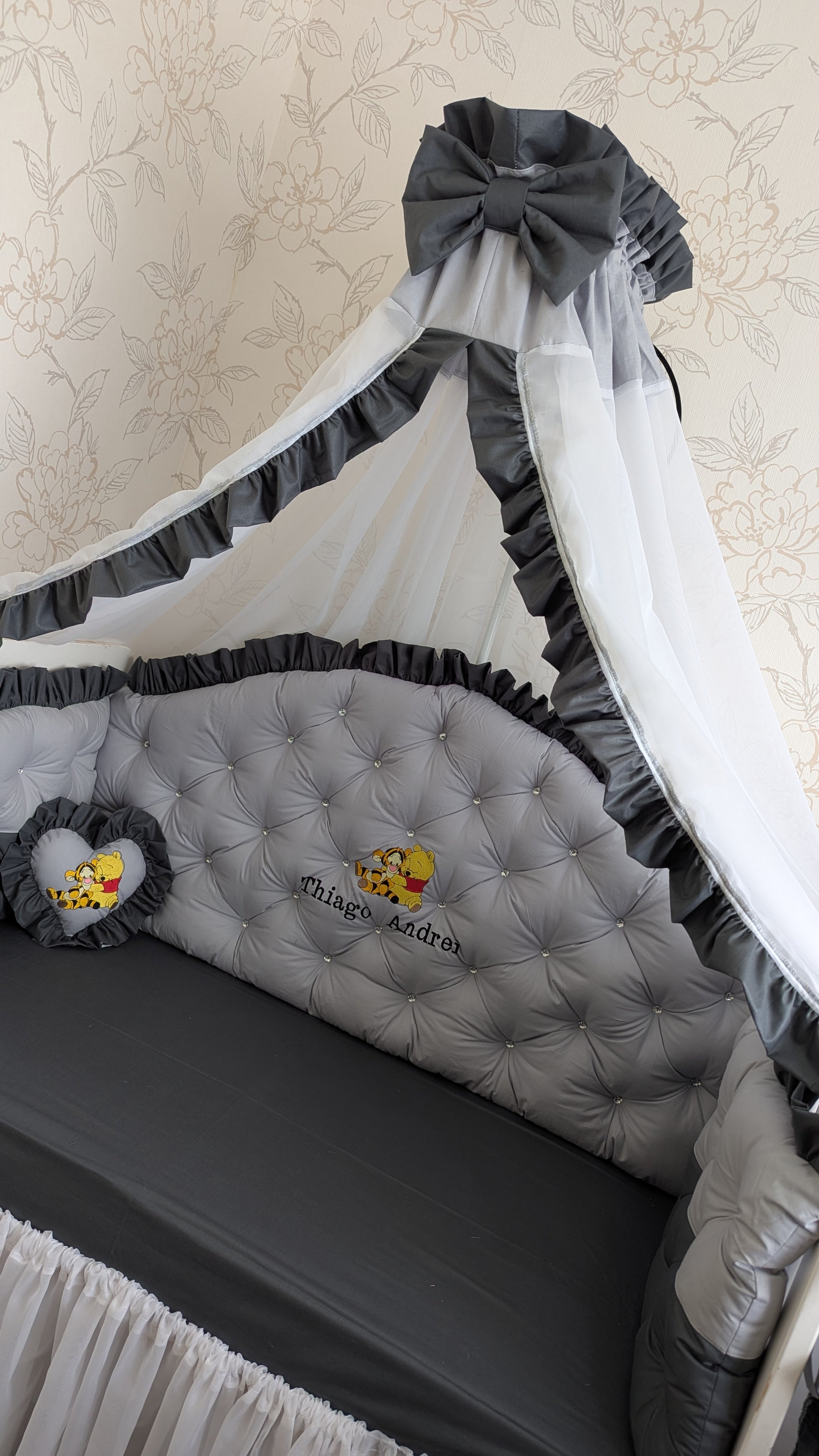 Luxury baby bedding 120*60 personalised by embroidery, 100% cotton and dimple