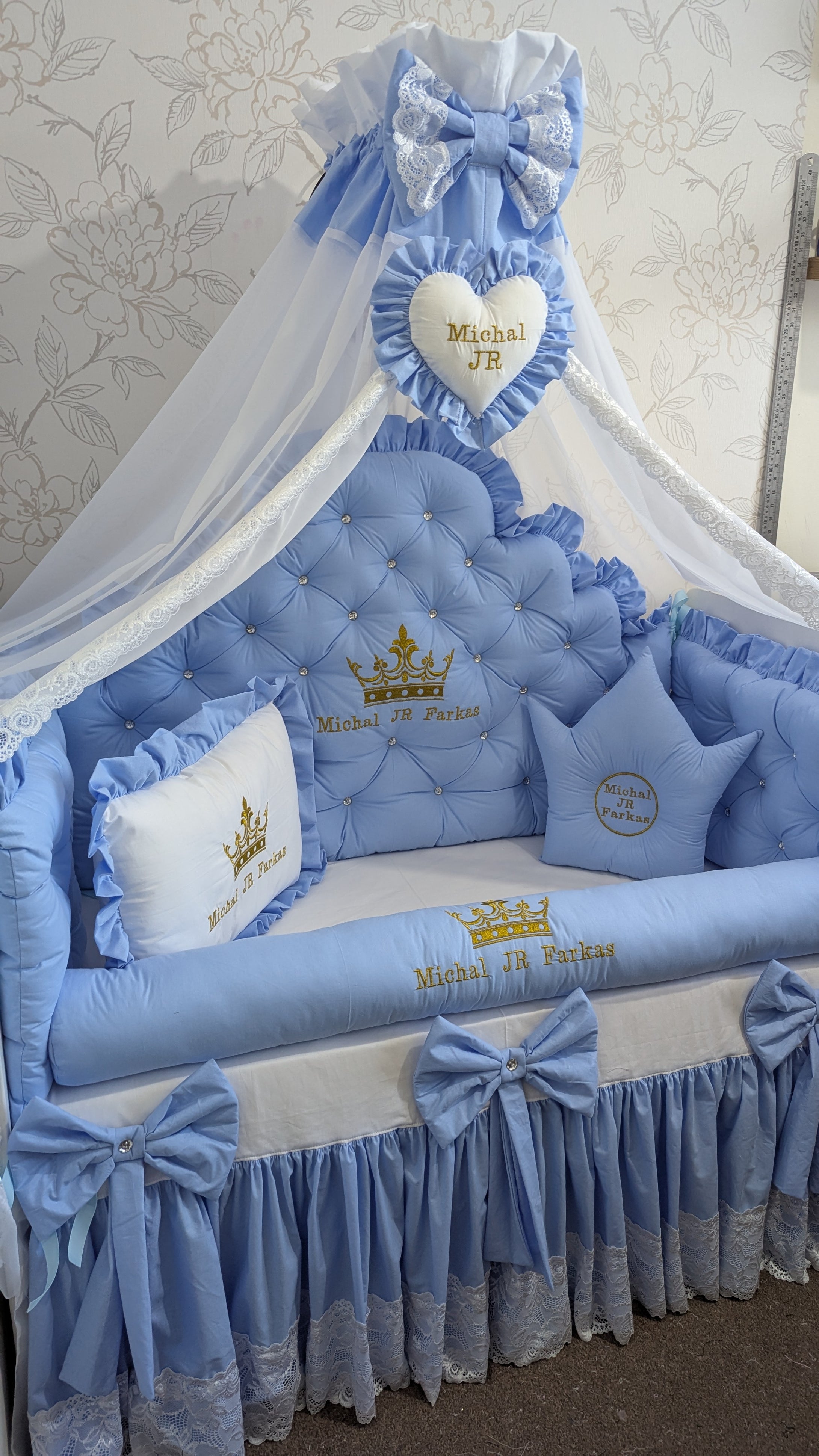 Luxury baby bedding 100% cotton 

  personalised by embroidery
