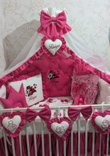 Load image into Gallery viewer, Luxury baby bedding 120*60 personalised by embroidery, 100% cotton and dimple
