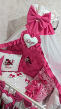 Load image into Gallery viewer, Luxury baby bedding 120*60 personalised by embroidery, 100% cotton and dimple
