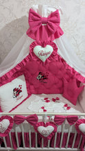 Load image into Gallery viewer, Luxury baby bedding 120*60 personalised by embroidery, 100% cotton and dimple
