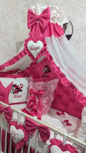 Load image into Gallery viewer, Luxury baby bedding 120*60 personalised by embroidery, 100% cotton and dimple
