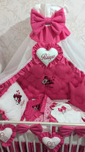 Load image into Gallery viewer, Luxury baby bedding 120*60 personalised by embroidery, 100% cotton and dimple
