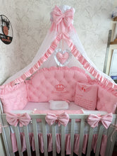 Load image into Gallery viewer, Luxury baby bedding 120x60 personalised by embroidery, 100% cotton 
