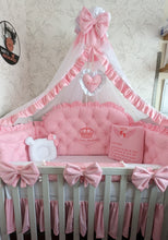 Load image into Gallery viewer, Luxury baby bedding 120x60 personalised by embroidery, 100% cotton 
