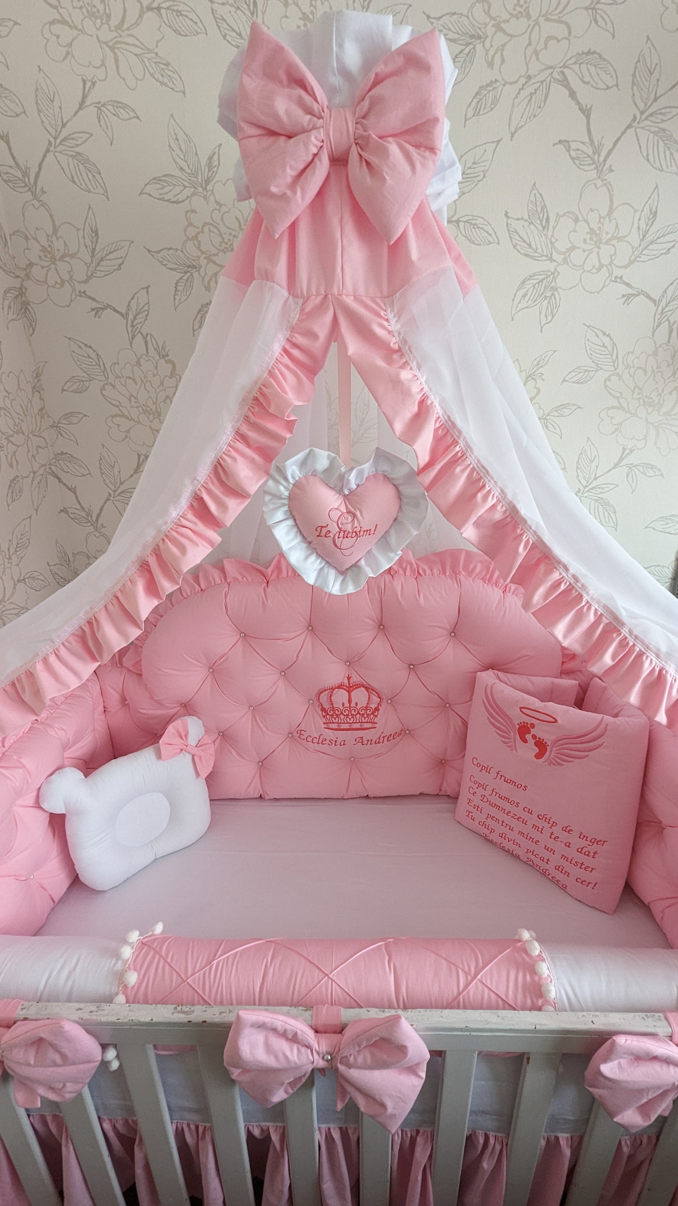 Luxury baby bedding 120x60 personalised by embroidery, 100% cotton 