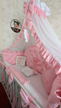 Load image into Gallery viewer, Luxury baby bedding 120x60 personalised by embroidery, 100% cotton 
