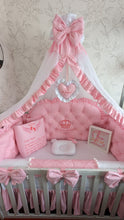 Load image into Gallery viewer, Luxury baby bedding 120x60 personalised by embroidery, 100% cotton 
