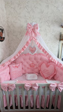 Load image into Gallery viewer, Luxury baby bedding 120x60 personalised by embroidery, 100% cotton 
