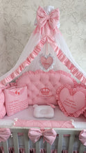 Load image into Gallery viewer, Luxury baby bedding 120x60 personalised by embroidery, 100% cotton 
