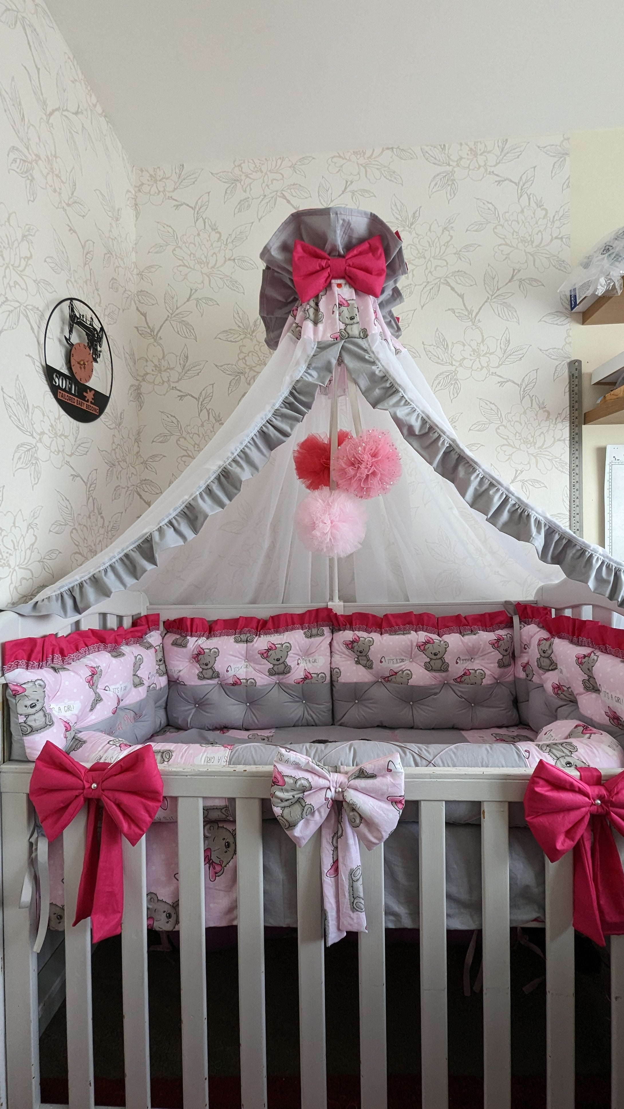 Luxury baby bedding 140x70, personalised by embroidery 100%cotton  