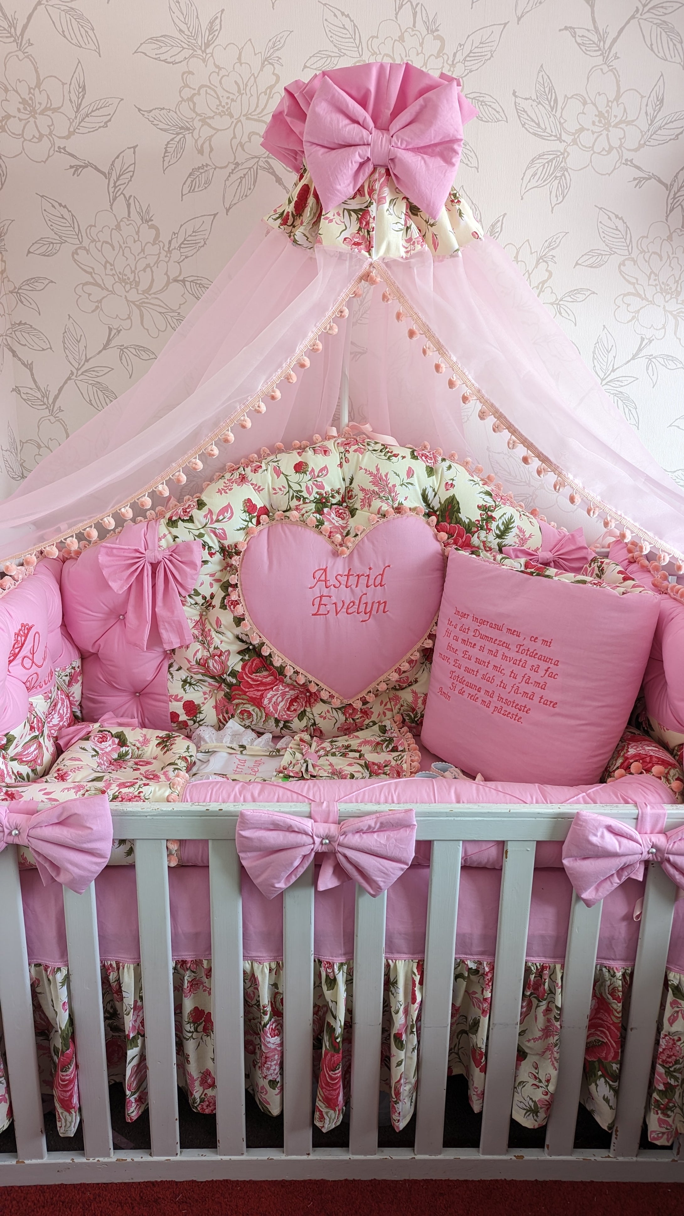 Luxury baby bedding 140x70 personalised by embroidery