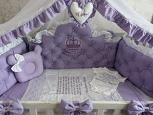 Load image into Gallery viewer, Luxury baby bedding 100*50 personalised by embroidery, 100% cotton 
