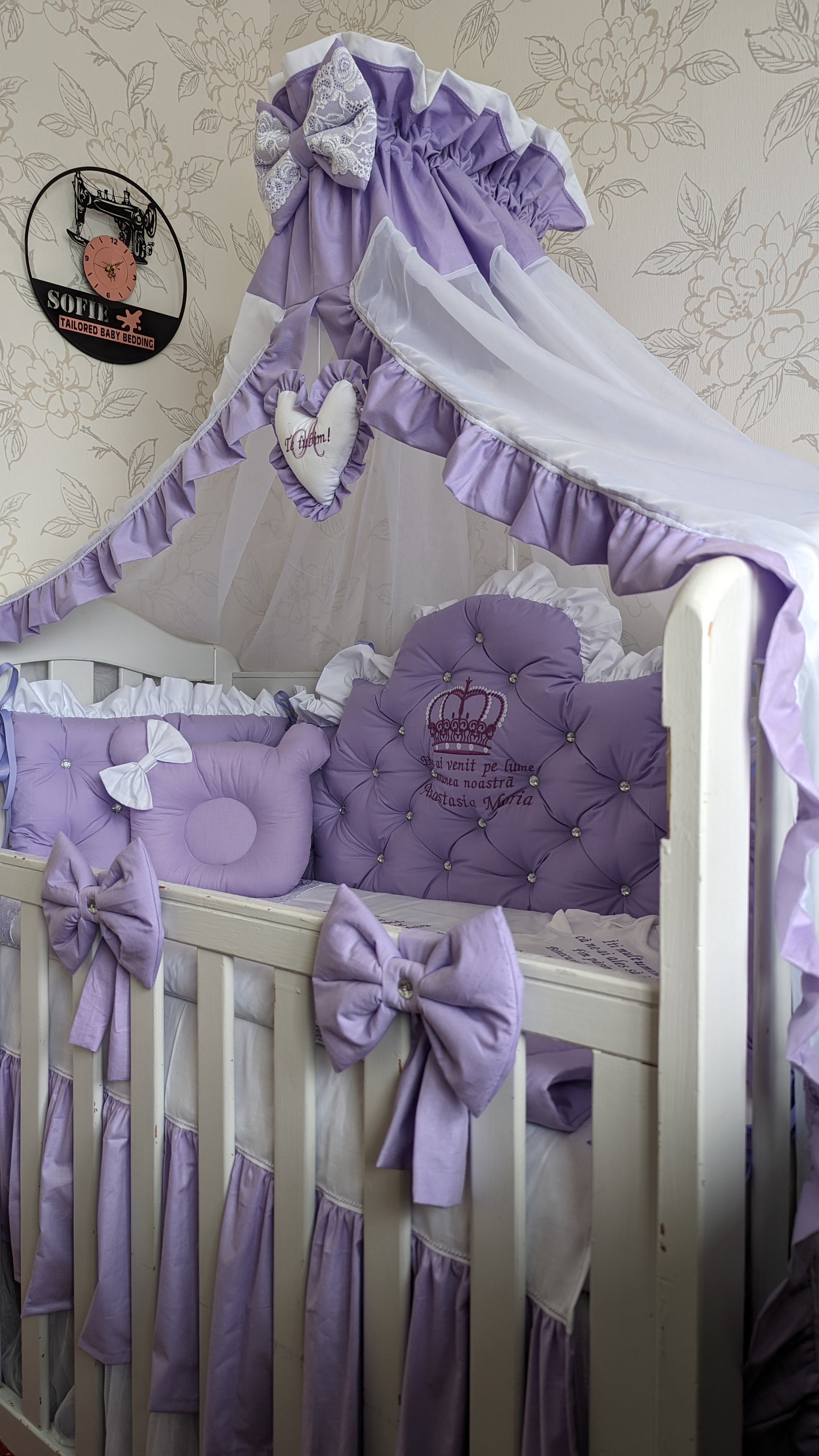 Luxury baby bedding 100*50 personalised by embroidery, 100% cotton 