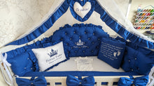 Load image into Gallery viewer, Luxury baby bedding 120x60 personalised by embroidery, 100% cotton 
