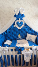 Load image into Gallery viewer, Luxury baby bedding 120x60 personalised by embroidery 
