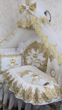 Load image into Gallery viewer, Luxury baby bedding 120*60 personalised by embroidery, 100% cotton and dimple
