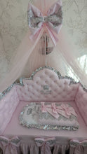 Load image into Gallery viewer, Luxury baby bedding 120*60 personalised by embroidery, 100% cotton and dimple
