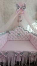 Load image into Gallery viewer, Luxury baby bedding 120*60 personalised by embroidery, 100% cotton and dimple
