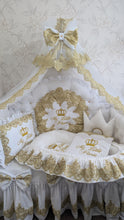 Load image into Gallery viewer, Luxury baby bedding 120*60 personalised by embroidery, 100% cotton and dimple
