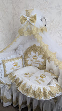 Load image into Gallery viewer, Luxury baby bedding 120*60 personalised by embroidery, 100% cotton and dimple
