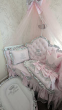Load image into Gallery viewer, Luxury baby bedding 120*60 personalised by embroidery, 100% cotton and dimple
