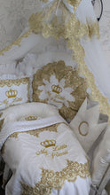 Load image into Gallery viewer, Luxury baby bedding 120*60 personalised by embroidery, 100% cotton and dimple
