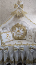 Load image into Gallery viewer, Luxury baby bedding 120*60 personalised by embroidery, 100% cotton and dimple
