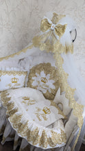 Load image into Gallery viewer, Luxury baby bedding 120*60 personalised by embroidery, 100% cotton and dimple
