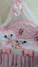Load image into Gallery viewer, Luxury baby bedding 120*60 personalised by embroidery, 100% cotton and dimple
