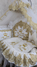 Load image into Gallery viewer, Luxury baby bedding 120*60 personalised by embroidery, 100% cotton and dimple
