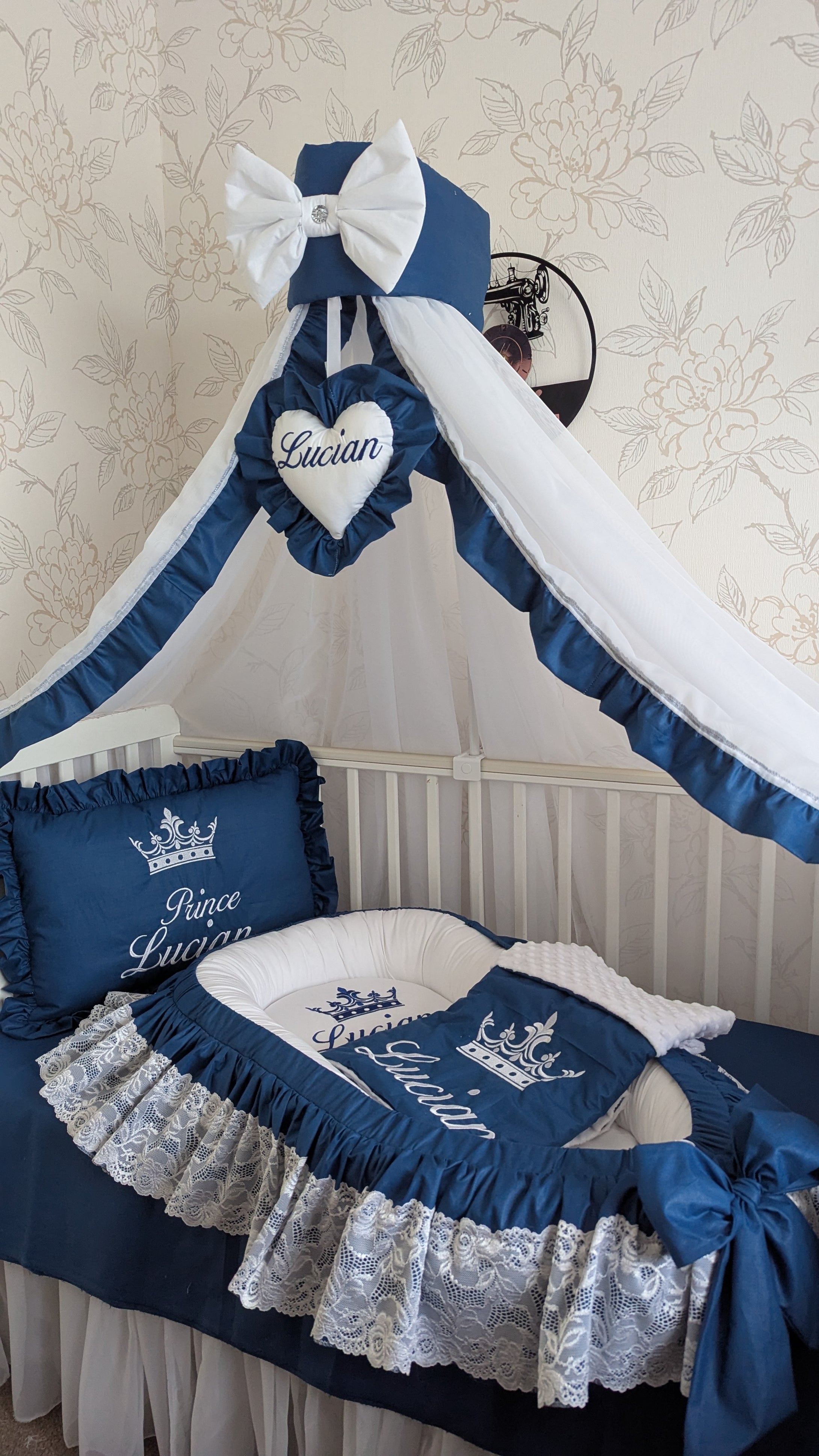 Luxury baby bedding 120*60 personalised by embroidery, 100% cotton