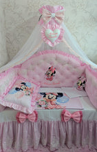 Load image into Gallery viewer, Luxury baby bedding 120*60 personalised by embroidery, 100% cotton and dimple
