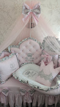 Load image into Gallery viewer, Luxury baby bedding 120*60 personalised by embroidery, 100% cotton and dimple

