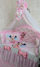 Load image into Gallery viewer, Luxury baby bedding 120*60 personalised by embroidery, 100% cotton and dimple
